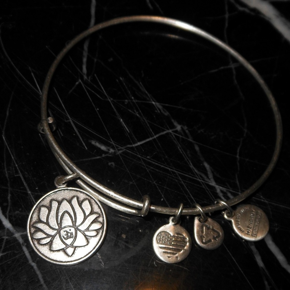 Alex And Ani Lotus Yoga Charm Rafaelian Silver Bra